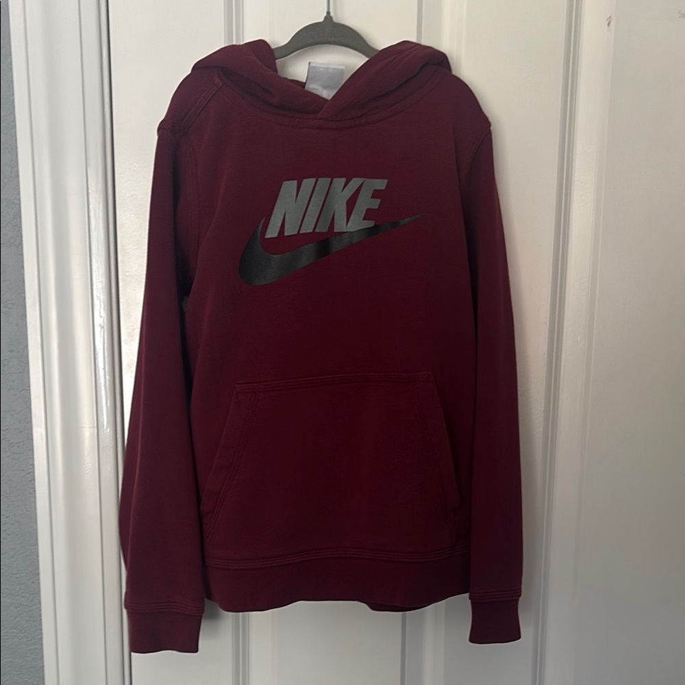 Boys Nike Maroon Hoodie with Logo